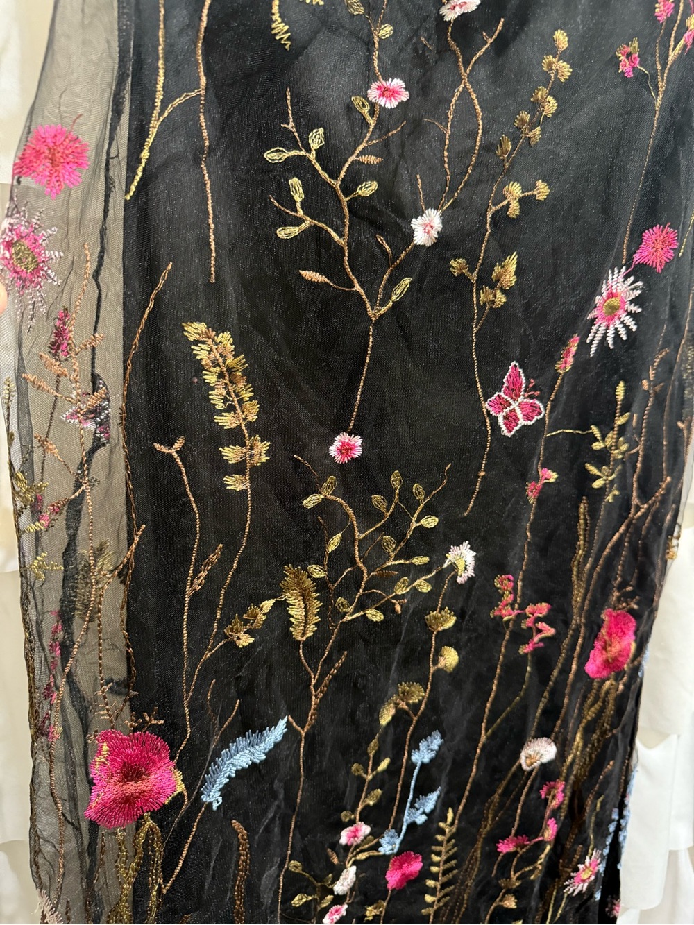 Lulu's Black Strapless Midi Dress with Multicolor Floral Embroidery - Picture 5 of 11